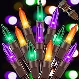 LAMPHOME Halloween String Lights - 20ft 100 Incandescent Orange Purple Green Mini Bulbs Lights, Halloween Lighting Decor for Outdoor&Indoor Use, Fairy Garden, Yard, Home, Party, Holiday Decoration