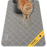 Conlun Cat Litter Mat Litter Trapping Mat, Premium Durable PVC Grid Mesh with Scatter Control, Non-slip, Less Waste Cat Litter Box Mat, Soft on Kitty’s Paws, Urine Waterproof, 24" x 17" Grey