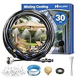 Mellbree Misters for Outside Patio 30FT/9M, Pre-Assembled Misting Cooling System with 8 Brass Nozzles & 3/4" Adapter, Outdoor Mister for Backyard, Garden, Greenhouse, Chicken Coop, Dog House