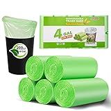 Small Trash Bags 4-6 Gallon, Inwaysin 200 Count Biodegradable Trash Bags 4 Gallon, Extra Strong Small Garbage Bags Unscented, Size Expanded, Green, for Bathroom Bedroom Office Kitchen Trash Can