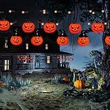 Taoushuleng 6ft Halloween Pumpkin Curtain String Lights, Led Icicle Light Strand, Jack-o'-Lantern with 8 Modes Battery Operated Indoor Outdoor Holiday Decoration