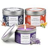 Scented Candle Gift Set for Women, 3 Pack Large Soy Wax Candles in Tins, 6.2 oz Each, 30-35 Hr Burn, Lavender, Orange Blossom & Mahogany Woods
