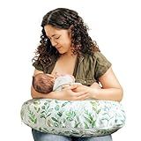 Boppy Nursing Pillow - Ergonomic Bottle & Breastfeeding Pillow with High, Firm, Large Area, Water-Repellent Cushion with Washable Cover; Baby Safety Alliance Verified - Sage Green Leaf