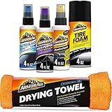 Armor All Car Wash and Car Interior Cleaner Kit, Includes Towel, Tire Foam, Glass Spray, Protectant Spray and Cleaning Spray, Multicolor, 5 Count (Pack of 1)