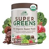 Country Farms Organic Super Greens Powder, Daily Greens Drink Mix with 50 Organic Superfoods, Fruits, Vegetables, Fiber, Mushrooms & Probiotics for Gut Health, Digestion & Energy, Chocolate Flavor