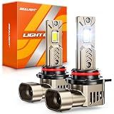 SEALIGHT 9012/HIR2 Light Bulbs, 12X 70000LM Super Brighter, 6500K Cool White HIR2/9012 LED Bulb with Cooling Fan, 1:1 Mini Size, 3MIN Plug N Play, Pack of 2
