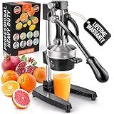 Zulay Kitchen Cast Iron Juicer - Easy-to-Clean Heavy-Duty Manual Juicer, Professional Citrus Juicer - Stainless Steel Lemon Squeezer - Manual Citrus Press & Orange Squeezer - Orange Juicer (Black)