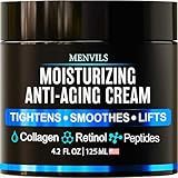 Mens Face Moisturizer Cream - Anti Aging & Wrinkle Cream - Face Moisturizer For Men with Collagen, Retinol, Peptides, Jojoba Oil - Facial Skin Care & Eye Lotion - Day & Night - 4.2 OZ