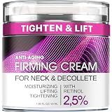 Neck Firming Cream with Retinol, Collagen & Hyaluronic Acid - Anti-Aging Lifting & Tightening Face Moisturizer for Neck, Décolleté & Facial Skincare - Women & Men - 1.85 Fl Oz