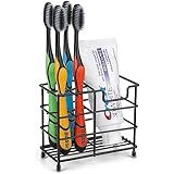 Toothbrush Holder for Bathrooms, Stainless Steel Bathroom Black Toothbrush and Toothpaste Holder