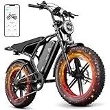 TST Electric Bike for Adults, 1500W Peak Motor 28 MPH 60 Miles Fat Tire E Bike with 48V 15Ah Removable Battery 20" Electric Dirt Bike Hydraulic Suspension Black