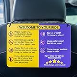 NIVRANA Rideshare Car Sign 2-Pack – Friendly Passenger Rules Sign for Uber, Lyft & Taxi Drivers, Seatbelt, No Smoking, No Food, Phone Charger, Rating & Tip Reminder Customer Relations, Higher Ratings and More Tips, Accessory for Rideshare Drivers