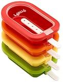 Lékué Set of 4 Stackable Popsicle Molds + Sticks & Lids | Homemade Freezer Ice Pops & Frozen Snacks | Flexible Platinum Silicone for Easy Fill & Unmold | Reusable & Dishwasher Safe| Multicolor