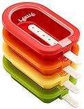 Lékué Set of 4 Stackable Popsicle Molds + Sticks & Lids | Homemade Freezer Ice Pops & Frozen Snacks | Flexible Platinum Silicone for Easy Fill & Unmold | Reusable & Dishwasher Safe| Multicolor