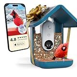Birdbuddy PRO Solar Smart Bird Feeder with Camera - AI Bird Species Identification, 5MP Photos, 2K HD Video Live Stream Camera, Slow-Motion Video, 2.6in Focus - Blue Solar