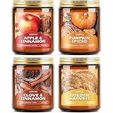 AOOVOO Fall Candles Set - 4 Pack Candles for Home Scented, 28 oz Natural Soy Wax 200 Hour Long Lasting, Autumn Gifts Set for Women Men Fall Fragrance of Pumpkin/Apple Cinnamon/Clove/Wheat Vanilla