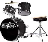 Music Alley 3 Piece Kids Drum Set with Drum Sticks & Drum Throne Seat