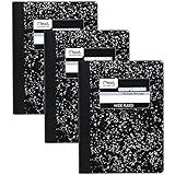 Mead Composition Notebook, 3 Pack, Wide Ruled Paper, 7-1/2" x 9-3/4", 100 Sheets per Comp Book, Black Marble (38301)