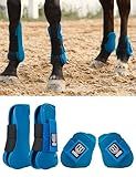 Harrison Howard Horse Tendon Boots Open Front/Fetlock Boot for Horse Protective Boots for Jumping, Trail Riding Set of 4 Azure L