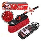 RIDE KINGS Car Duster Exterior，Scratch Free Soft Brush Kit for,Truck,SUV,RV and Motorcycle,Wax Cotton Hair, Extendable Handle,Car Feather Duster,No Lint，Gifts for Men Women