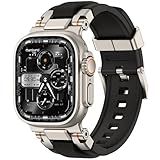 amBand Bands Compatible with Apple Watch Ultra 3/2/1 49mm, M1 Sport Series Rugged Durable Strap with Metal Connector to Match Ultra's Titanium Case for iWatch 49mm Men Titanium/Black