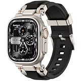 amBand Bands Compatible with Apple Watch Ultra 4/3/2/1 49mm, M1 Sport Series Rugged Durable Strap with Metal Connector to Match Ultra's Titanium Case for iWatch 49mm Men Titanium/Black