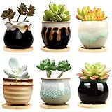 Brajttt 2.1 Inch Succulent Pot with Drainage,Planting/Flower Pots,Small Planter for Mini Plant Ceramic Flowing Glaze Base Serial Set with Holes