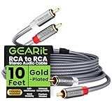 GEARit RCA Cable (10FT) 2RCA Male to 2RCA Male Stereo Audio Cables Shielded Braided RCA Stereo Cable for Home Theater, HDTV, Amplifiers, Hi-Fi Systems, Car Audio, Speakers, 10 Feet