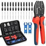 Solar Ratchet Crimper Tool Kit, AWG 14-10, 12 Pairs Connectors
