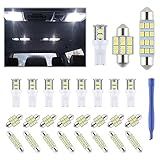 iFunyLED 24 Pieces Dome Light LED Car Interior Bulb Kit Set 194 T10 DE3175 578 31mm 42mm Bulbs Interior Replacement Lights for Car Map License Plate Door Side Marker Cornering Trunk Light - White