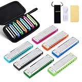 East top Harmonica Set of 7, 10 Holes 7 Colors Diatonic Blues Harmonica Set For Adults, Professionals and Students, as a Gift