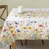cusugbaso Spring Tablecloth 60x84 Inch for Rectangle Tables - Blooming Flower Spring Decorations for Home - Water Resistant Flower Table Cloth for Party,Table