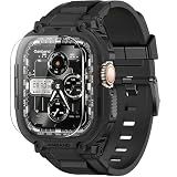 amBand Bands Case Screen Protector Compatible with Apple Watch Ultra 4/3/2/1 49mm for Men, M1 Sport Rugged Cover Strap and 9H Tempered Glass, Military Protective Bumper for iWatch 49 mm Men Black