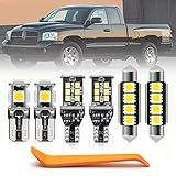 11pcs LED Interior Lights Bulb Kit for Dodge Dakota 2005 2006 2007 2008 2009 2011 Super Bright 6000K White Interior Light Bulbs Map Dome Glove Box Light Bulbs Package + Install Tool