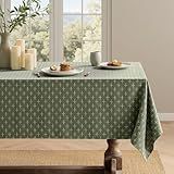 MIULEE Olive Green Linen Table Cloth Rectangle Tablecloth Waterproof Spring Spillproof Cross-Star Textured Table Cloth, Decorative Rustic Farmhouse Style for Dining/Party/Buffet/Wedding,60x84 Inch