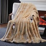 Guohaoi Heated Blanket, Soft Faux Rabbit Fur Electric Throw, 84"×90"