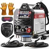 ANDELI 135A MIG Welder,110V/220V [Large LED Display] 3-in-1 Welder Flux Core MIG/Lift Tig/Stick Multiprocess Gasless MIG Welding Machine with Synergy，2T/4T Full Kit (Bonus Welding Helmet & Gloves)