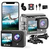 4K30FPS Dual Screen Action Camera, Pre-recording HD 20MP Touchscreen Video Camera, 131FT Waterproof Cameras,2.4G Remote Control 170°Sports Camera with 32G SD Card, 2 Batteries Helmet Accessories Kit