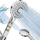 Magichome Filtered Shower Head with Handheld, High Pressure 10-Spd Detachable Chrome Showerhead with Stainless Hose, Water Softener Filter Beads for Hard Water - Remove Chlorine, Reduce Dry Itchy Skin