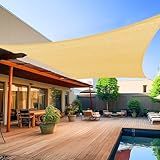 Shade&Beyond 8'x10' Sun Shade Sails Canopy Rectangle Sand 185GSM Shade Sail for Patio Deck Yard Backyard, (We Make Custom Size)