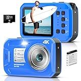 4K Underwater Camera, 64MP 16FT Waterproof Digital Camera with 32GB Card, Autofocus Floatable Waterproof Camera with IPS HD Screen, 16X Digital Zoom, Fill Light, for Snorkeling, Surfing, Swimming
