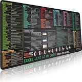 Pixiecube Excel Cheat Sheet Desk Pad | Excel Shortcut Keys Mouse Pad | Extended Large XL Gaming Mousepad | PC Office Spreadsheet Keyboard Mat | Non-Slip Stitched Edge