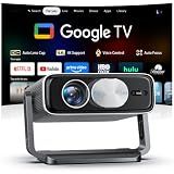 Smart 4K Projector [Bundled with Google TV Stick] with WiFi and Bluetooth, 3000ANSI, Auto Lens Cap, Portable Outdoor Movie Projector with Built-in Apps Auto Focus for Ceiling/Home Theater/Bedroom