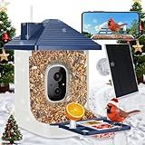 Smart Bird Feeder with Camera,AI Identify Species,Bird House with Solar Powered,Instant Arrival Alerts,2K HD Capture Video Live View,Gift for Birds Lover (Indigo Blue)