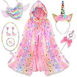 Fedio Princess Dress Up for Girls, Unicorn Light Up Princess Cape Set