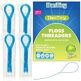 Floss Threaders, Deep Clean Dental Floss Threader for Braces, Bridges, and Implants 200PCS(4Pack),Blue