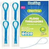 Floss Threaders, Deep Clean Dental Floss Threader for Braces, Bridges, and Implants 200PCS(4Pack),Blue