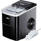 Silonn Ice Maker Countertop, 9 Cubes Ready in 6 Mins, 26lbs in 24Hrs, Self-Cleaning Ice Machine with Ice Scoop and Basket, 2 Sizes of Bullet Ice for Home Kitchen Office Bar Party