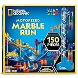 National Geographic Marble Run with Motorized Elevator - 150-Piece Marble Maze Kit with Motorized Spiral Lift, 30 Marbles, Storage Bag & More, Perpetual Motion Machine, Kids Physics Toys