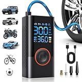 Tire Inflator Portable Air Compressor Portable Cordless Mini Air Pump with Digital Pressure Gauge Inflater 150PSI 3X Fast Inflation Auto Shutoff Large Battery Tires Pump for Cars Motors Bikes Balls